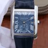 Cartier Tank MC SS Blue Textured Dial Blue Leather Strap