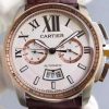 Cartier JF Cartier Calibre de Cartier SS/RG Chronograph White Dial Miyota 9100