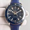 Omega Planet Ocean SS GMT Blue Dial Silver Markers Blue Rubber Strap A8605