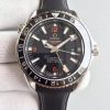 Omega Planet Ocean SS GMT Black Dial Orange Markers Rubber Strap A8605