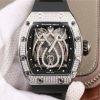 Richard Mille RM 19-01 Tourbillon SS Full Paved Diamonds Case Skeleton Spider Dial Black Rubber Strap 6T51
