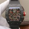 Richard Mille RM011 NTPT Lotus F1 Team PVD Chronograph KVF Crystal Skeleton Dial Red Black Rubber Strap A7750