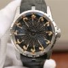 Roger Dubuis Excalibur Knights of the Round Table II SS Black Dial Leather Strap MIYOTA 6T15