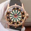 Roger Dubuis Excalibur Knights of the Round Table II RG Checkerboard Dial Leather Strap MIYOTA 6T15