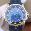 Roger Dubuis Excalibur Knights of the Round Table II SS Blue Dial Leather Strap MIYOTA 6T15