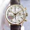 Tag Heuer Carrera CAL1887 Chronograph YG V6 White Dial YG Markers Leather Strap