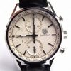 Tag Heuer Carrera CAL1887 Chrono 40mm SS White Dial Leather Strap A7750
