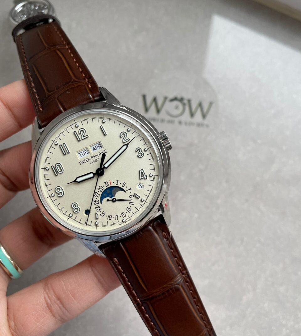 PATEK PHILIPPE Perpetual Calendar 5320G-001 SS GSF 1:1 Best Edition Cream Dial on Brown Leather Strap A324