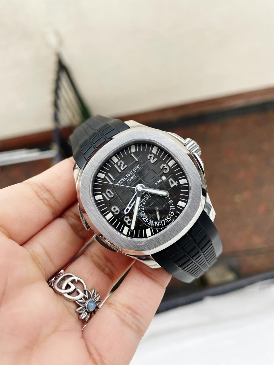 PATEK PHILIPPE AQUANAUT 5164A SS GRF BEST EDITION BLACK DIAL ON BLACK RUBBER STRAP A324 V2